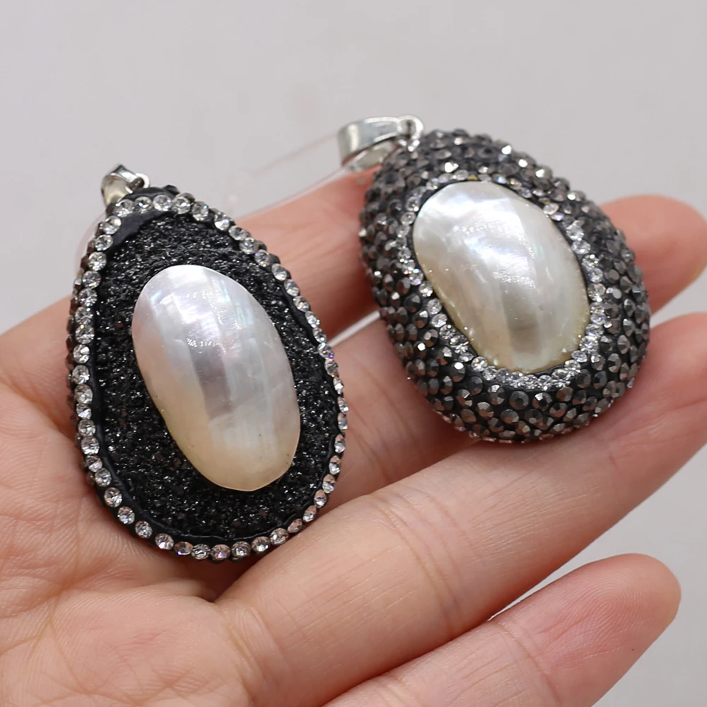 

Natural Stone White Shell Water Drop Diamond Pendant For Jewelry Making DIY Necklace Earrings Accessories Charm Gift Party Decor
