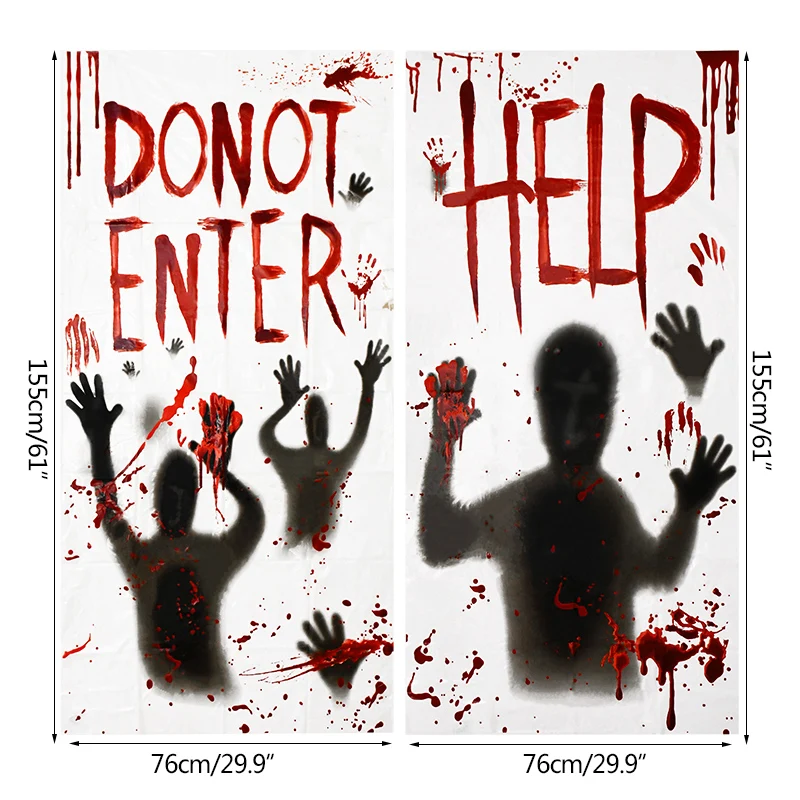 Страшная Наклейка С Пятном Крови Украшение На Окно Двери Хэллоуин Призракly