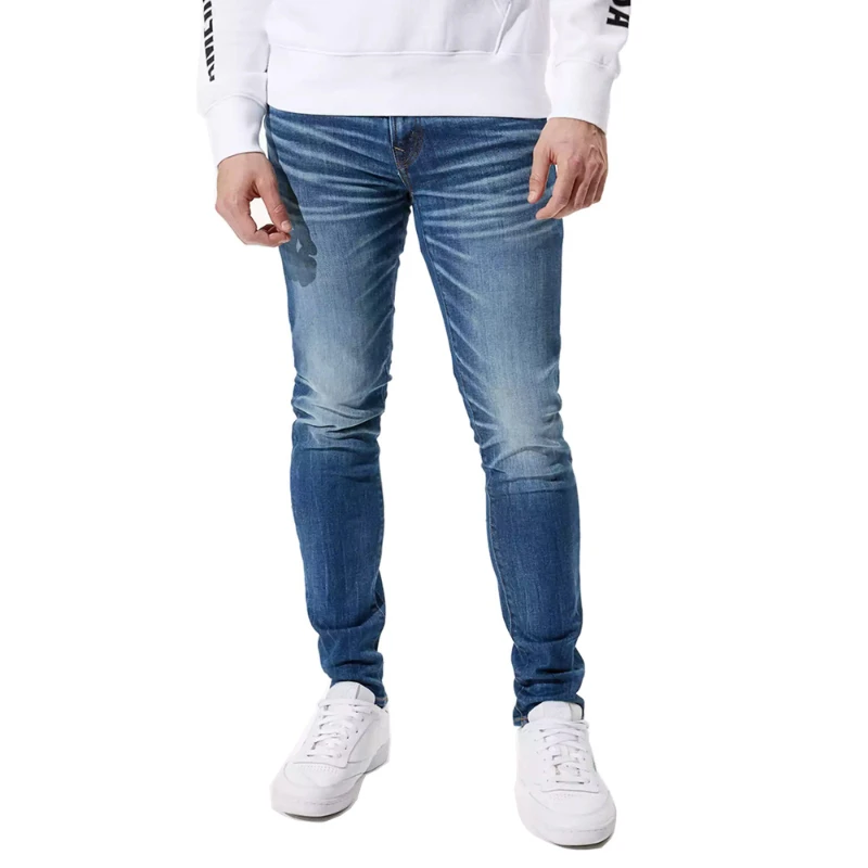 22FW Fashion High Quality Washed Jeans for Men Casual Pants Skinny Elastic Mid Waist Jeans Men Long Pants