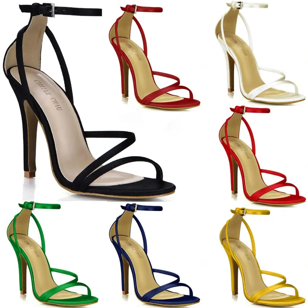 

CHMILE CHAU Ivory Satin Sexy Wedding Bridal Party Women Shoe Stiletto High Heel Ankle Strap Buckle Sandals Plus Sizes 10 5186-9d