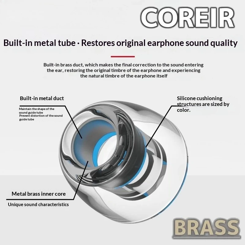 Фото Наушники-вкладыши Pentaconn Coreir Brass с силиконовыми вставками, латунным и алюминиевым корпусом, Hi-Fi, подарочные №5