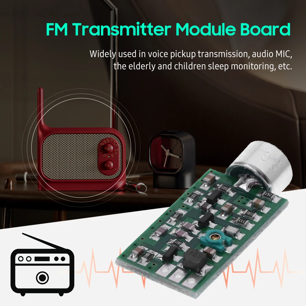 

FM Transmitter Module Board 88-108MHz Audio Transmission Module FM Microphone Wireless Pickup FM Transmitting MIC Core Board