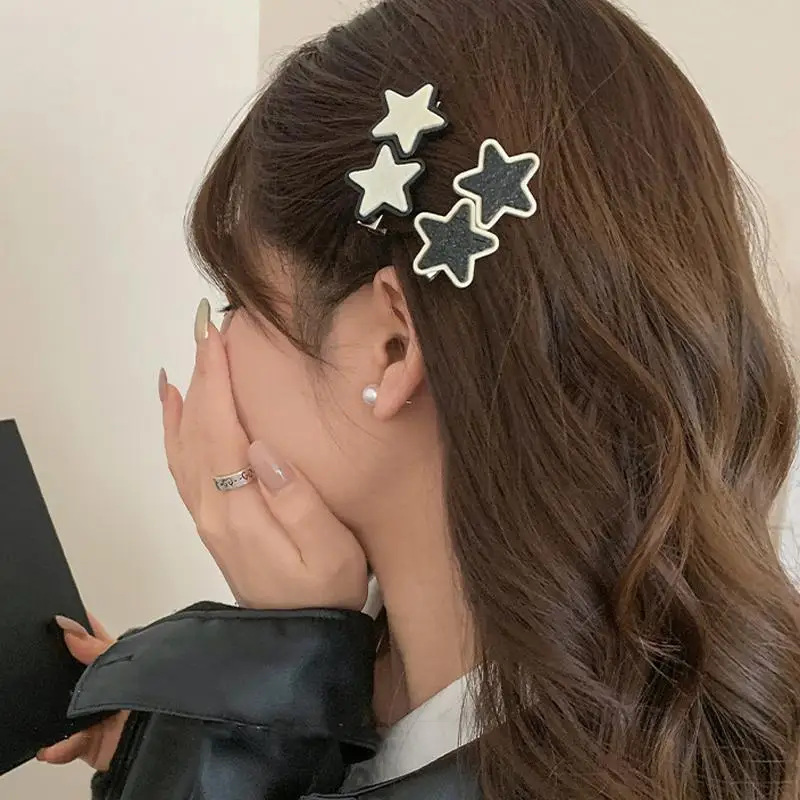 

2 шт., чёрные заколки для волос в виде звезд, Y2K