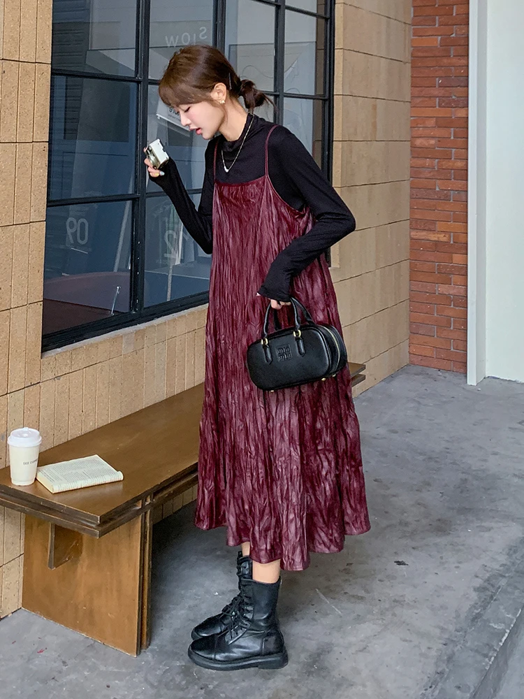 Ангора красные кожаные юбки с рюшами вязаный топ костюм из двух предметов осень