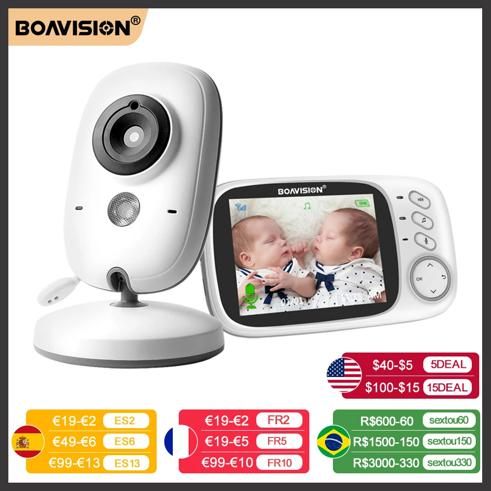 VB603 Video Baby Monitor 2.4G Wireless With 3.2 Inches LCD 2 Way Audio Talk Night Vision Surveillance Security Camera Babysitter
