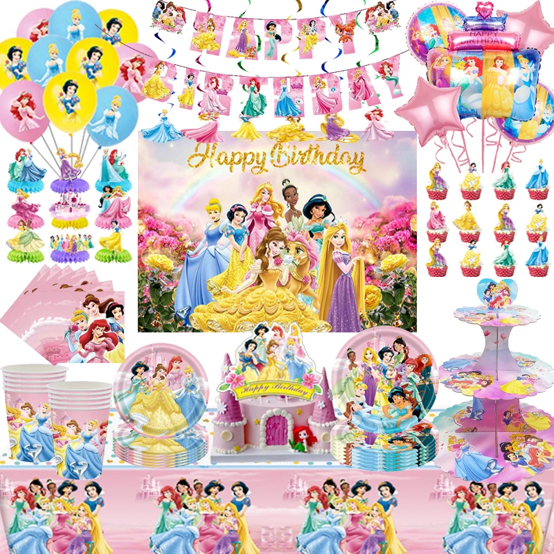 Disney, принцесса, день рождения, технические украшения для детей, принцесса, день рождения, аксессуары для одноразовой посуды, воздушные шары, фон