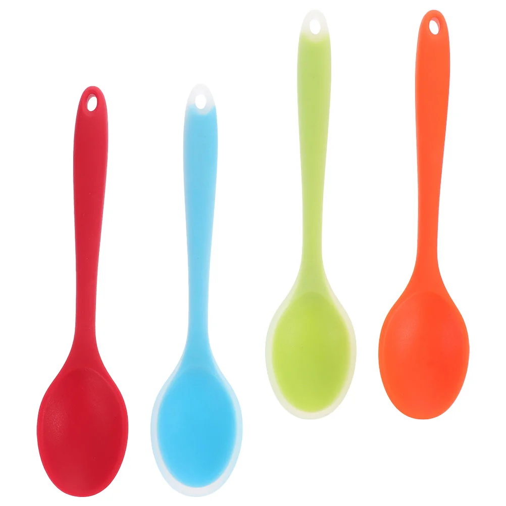

4Pcs Silicone Mixing Spoon Basting Spoon Kitchen Cooking Spoons Non-Stick Serving Spoon