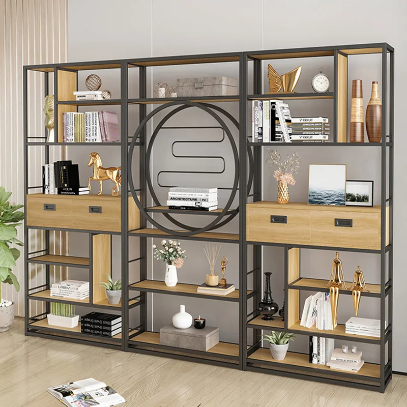 

Bookshelf floor industrial style shelf office partition display cabinet modern minimalist Bogu shelf