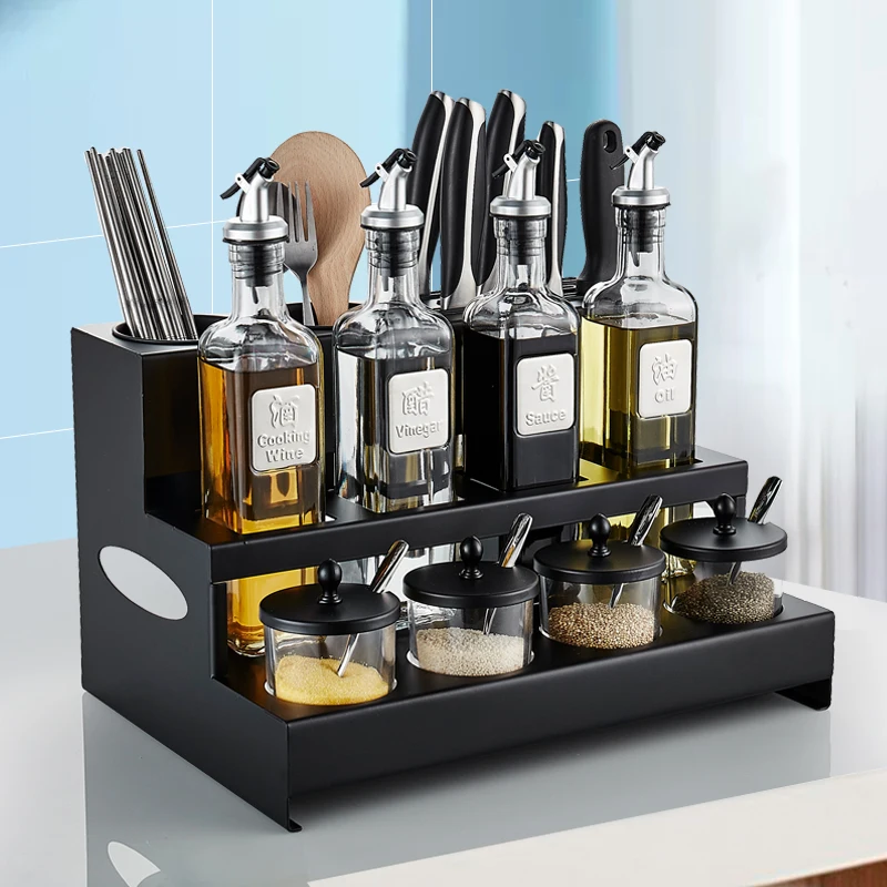 

304 stainless steel household kitchen utensils storage box, seasoning jar, countertop, seasoning bottle, knife holder