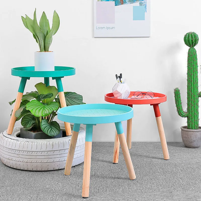 

Nordic Simple Living Room Small Tea Table Bedroom Round Mini Table Housesold Solid Wood Corner Minimalist Side Tables Furniture