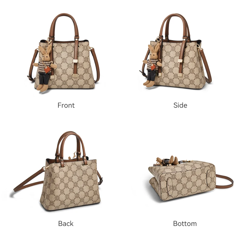 FOXER Office Commute Women's Printing Handbag PU Leather Lady Tote Mother's Crossbody Shoulder Bag Monogram Design Top Hand Bags