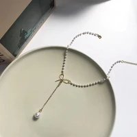 fashion personalized diamond bow clavicle necklace for women girls aesthetic simple pearl choker necklace female charm jewelry