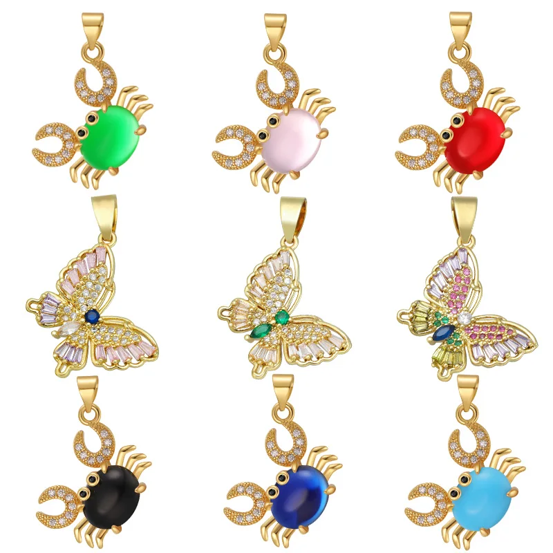 

JUYA Luxury Cubic Zirconia Crab Butterfly Charm Pendant For Necklaces Making DIY Handmade Necklace Pendants Jewelry Accessories