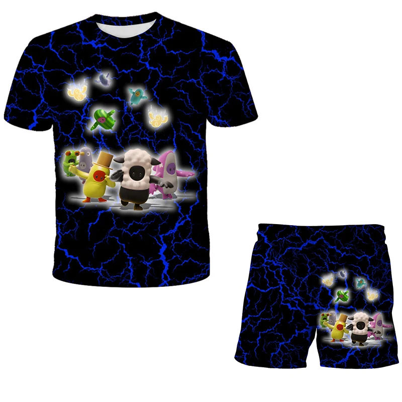 Stumbling Guys T-Shirt + Shorts 2023 New Fashion Clothing Baby Girls Prints Stumbling Guys Kids Girls Suits Casual Kids Clothes