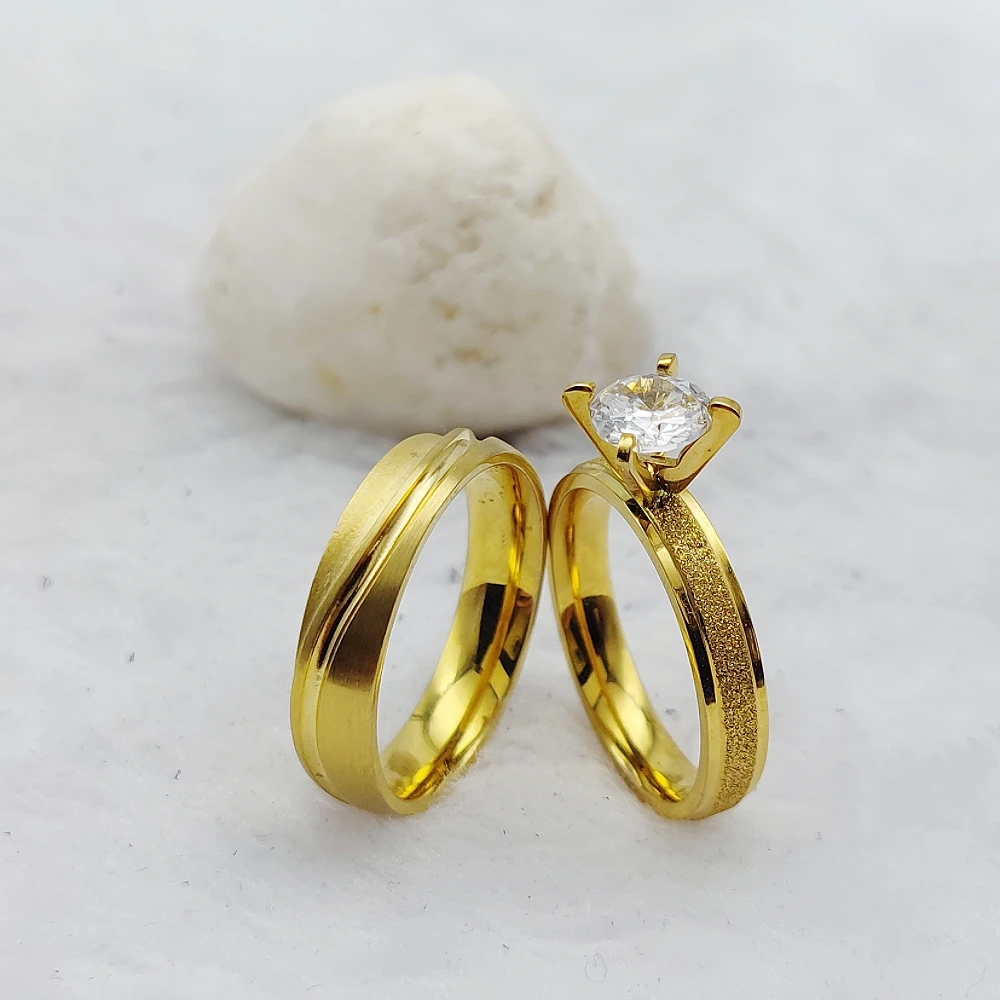 Женское и мужское обручальное кольцо с покрытием 24-каратным золотом