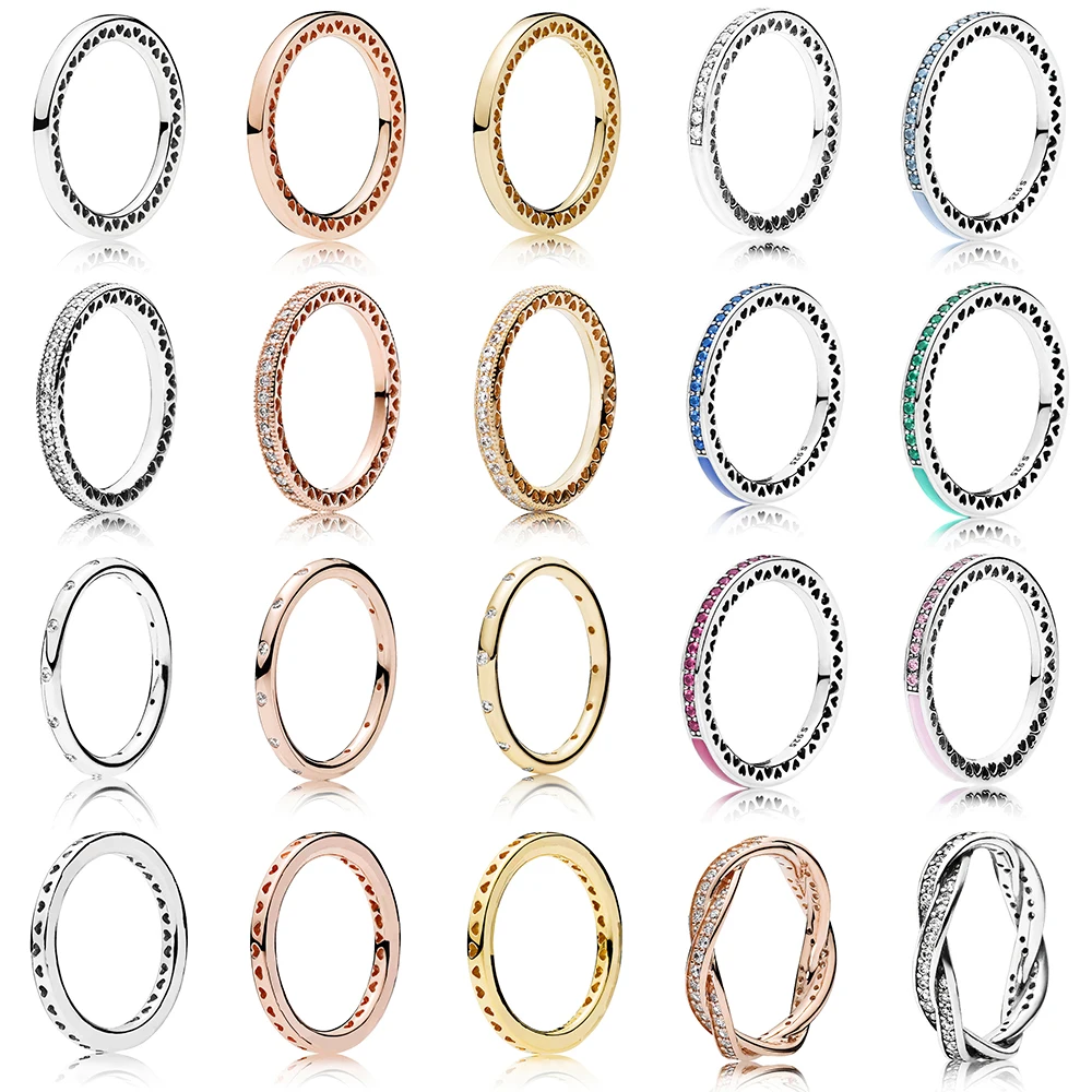 

2019 New Hot Sale 100% 925 Sterling Silver And 14 Color Ring Ladies Jewelry Rose Gold Drop Fashion Wedding Anniversary Ring