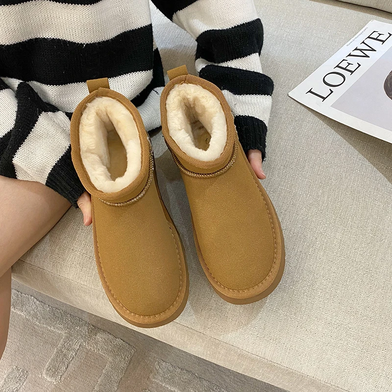 

Женские зимние Бархатные толстые теплые Нескользящие матовые ботинки Pmwrun с низким верхом из искусственной шерсти