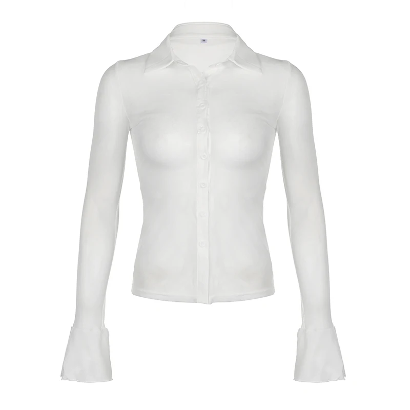 Базовая однотонная прозрачная блузка BIIKPIIK сексуальная клубная модная