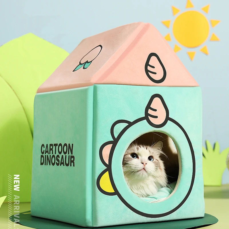 

Cat House Indoor Milk Cat Bed Cave Puppy Dog House Pet Tent Soft Winter Warming Kitten Beds Nest Cushion for Small Cats Dogs