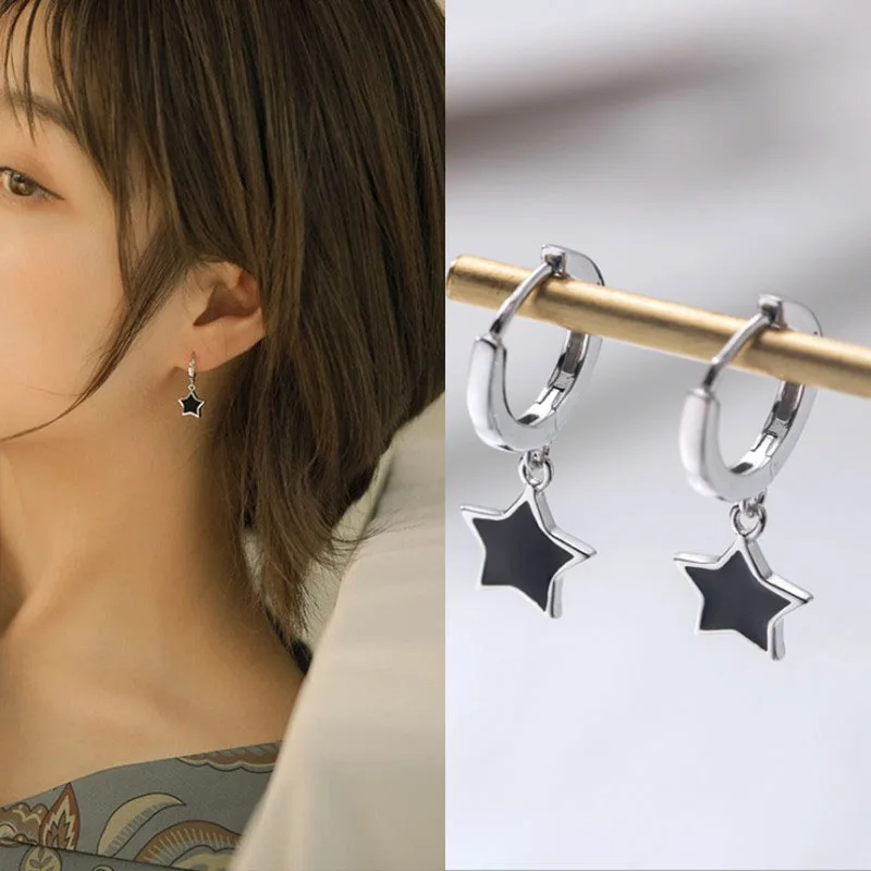 

Женские серьги с пятиконечными звездами Winoneday, серебряного цвета, простые корейские модные серьги-клипсы, модные ювелирные украшения