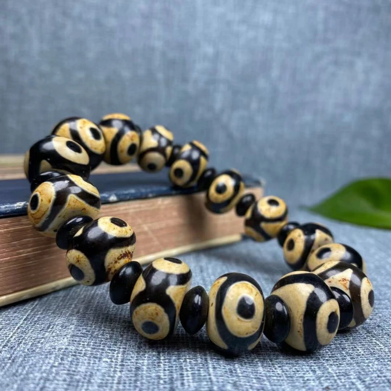 Браслет из тибетского агата с тремя желтыми бусинами браслет искусственных