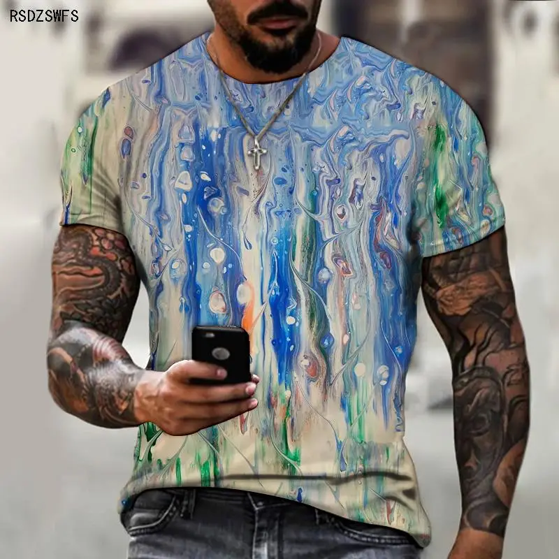 

Summer fashion sports o-neck oversized 5XL casual t-shirt loose retro painting casual sports brand men's t-shirt 3d printing