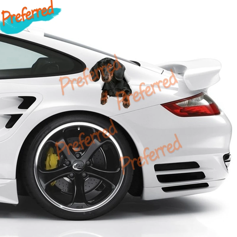 Высококачественная 3D черная такса наклейка с собакой Motocross Racing Шлем для ноутбука