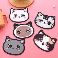 silicone cat shaped tea coaster cup mat pad mug holder mat coffee drinks table placemats heat resistant cup coasters