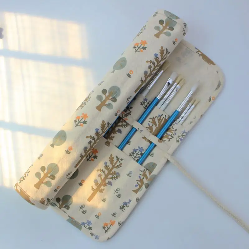 

School Office Supplies Thick 20 Hole Roll Up Pouch Stationery Organizer Pen Bag Paint Brushes Bag Pen Case