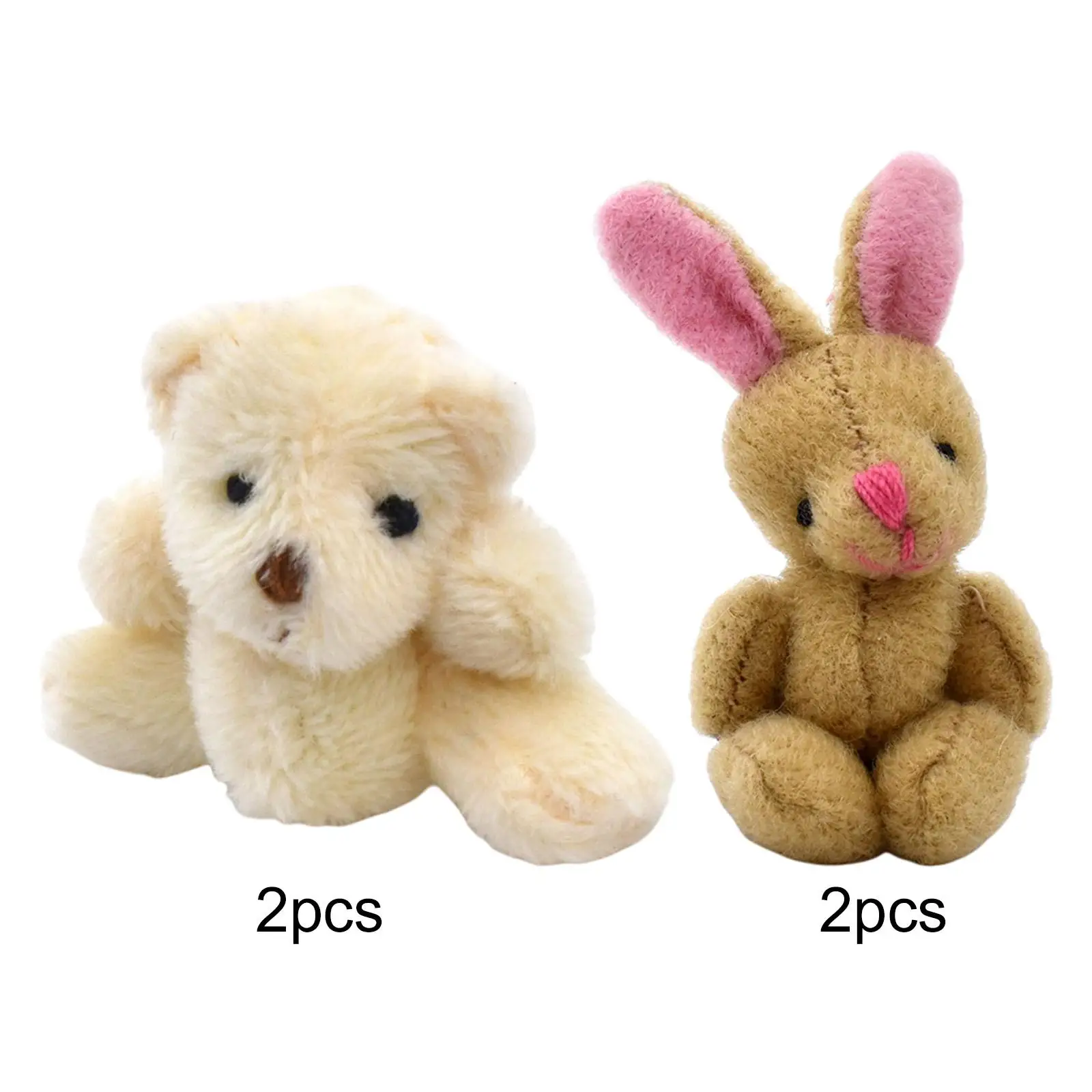 

Soft 1.97inch Mini Joint Bear/Rabbit Doll House Accessories Bunny Plush Toy