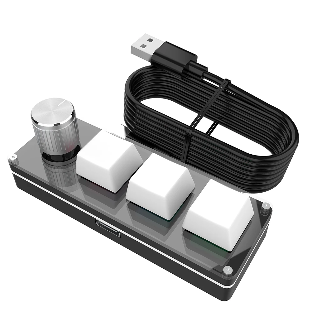 Programming Macro Custom Knob Keyboard RGB 3 Key 4key Copy Paste Photoshop Gaming Mini Mechanical Hotswap Macropad |