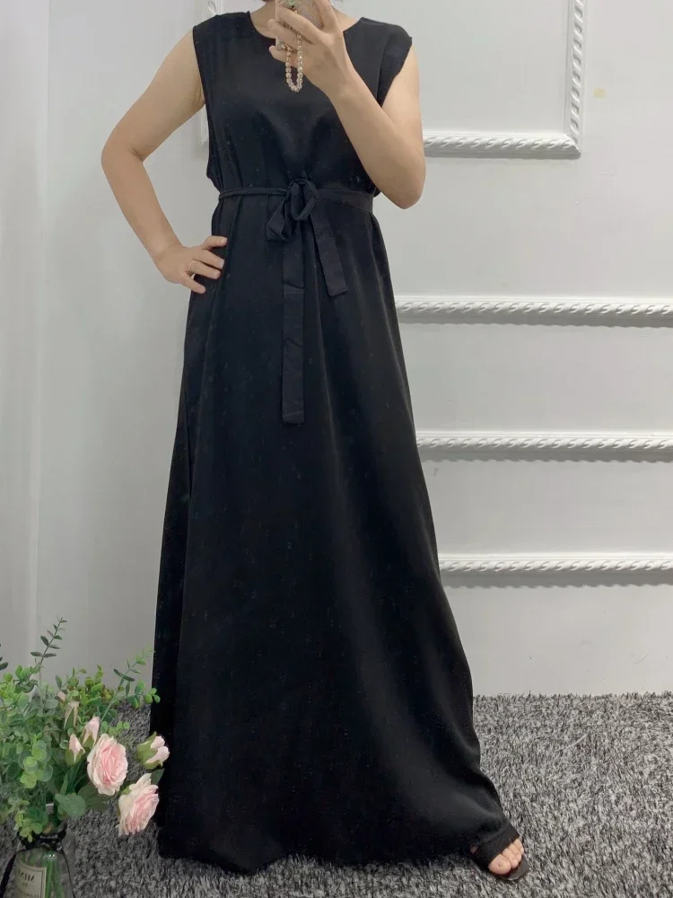 Мусульманское нижнее платье Абая белые платья-комбинации без рукавов для женщин