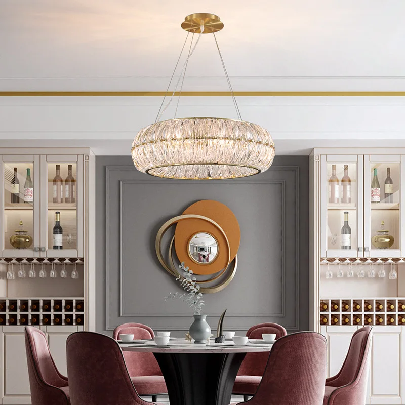 

Room Decor Led Art Chandelier Pendant Lamp Light Hanging Drop Suspension Modern Design Glass Round Gold Living Luminaire lampara
