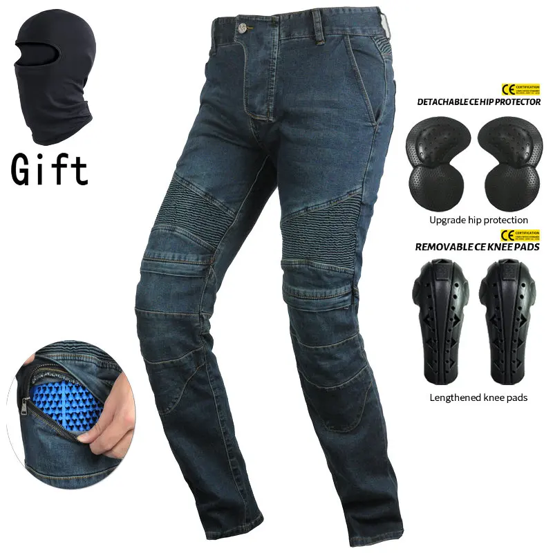 Motorcycle riding jeans retro casual Motorcycle Pants outdoor cross-country fall proof riding pants front invisible zipper