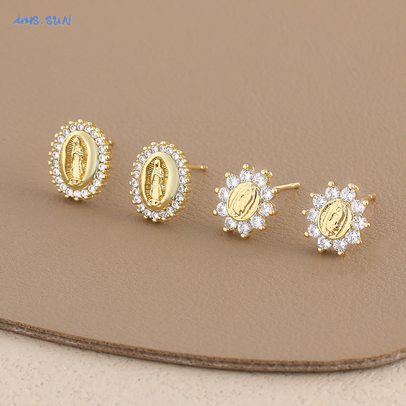 Серьги-гвоздики SUNSLL Lujan Девы Марии с кубическим цирконием для женщин и девочек