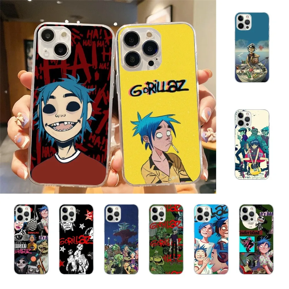 Чехол для телефона G-Gorillaz Band Singer прозрачный чехол Iphone 15 11 13 14 Pro Max 7 8 Plus X Xr Xs Se2020 12