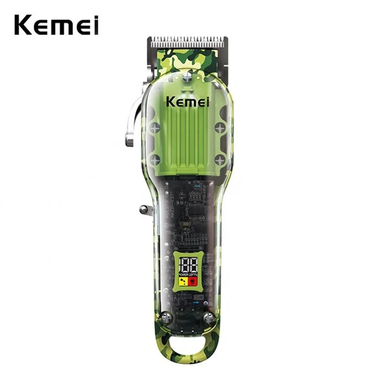 

Usb Charging Salon Professional Hair Clipper New Kemei Km-1926 Transparent Body Digital Display Rechargeable Electric Trimmer