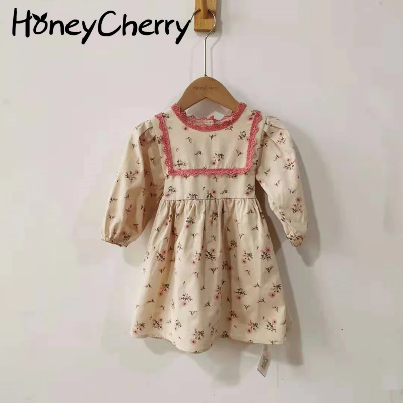 

HoneyCherry/2022; Платье с пышными рукавами и цветочным рисунком для маленьких девочек; Платья для девочек; Вечерние платья принцессы; Одежда для ма...
