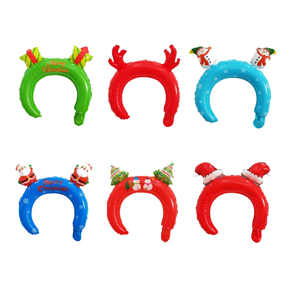 

Headband Christmas Inflatable Balloonshead Party Headbands Headdress Band Hair Antlers Claus Santa Film Aluminum Themed Foil
