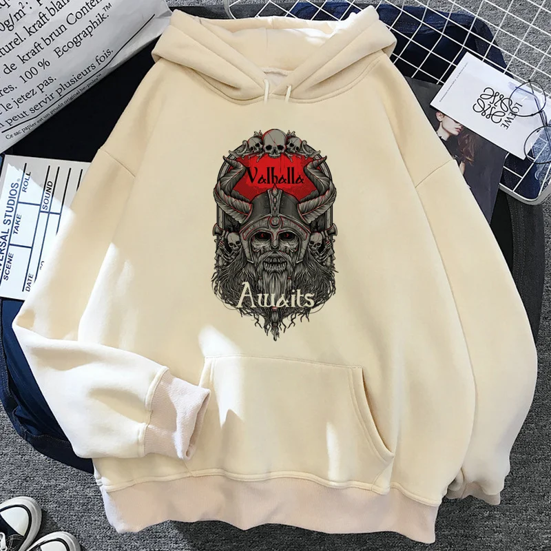 

Viking hoodies men Fleece long sleeve top funny graphic Hood man anime tracksuit