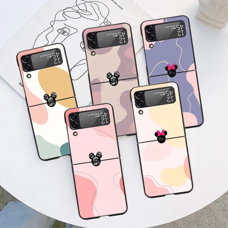 

Disney Mickey Minnie Logo Case For Samsung Galaxy Z Flip 4 3 5G Black Luxury Hard Cover Z Flip3 Flip4 Galaxy ZFlip Coque Funda
