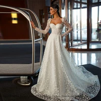 exquisite a line wedding dresses open back lace applique 2022 draped lace floor length print high quality gowns robe de ma