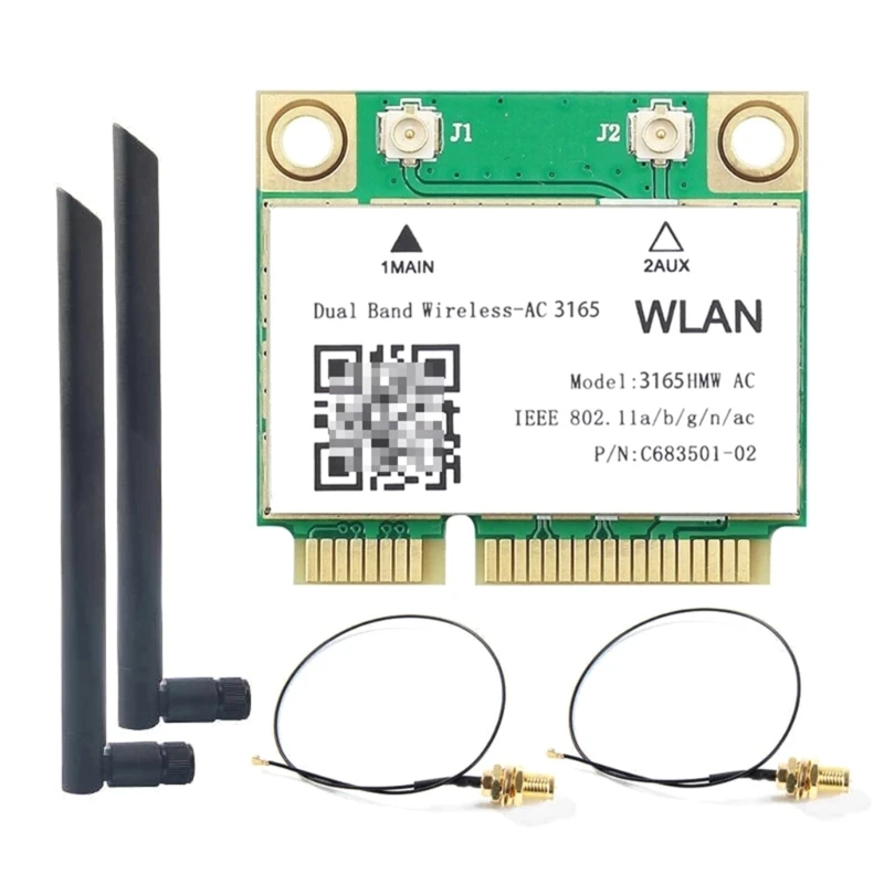 

896F 3165HMW Wireless Card 5G 600M 3165 Dual-band Mini PCIE Wifi Adapter Desktop Bluetooth4.0-compatible Wlan Card
