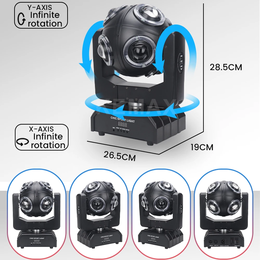 Фото 150 Вт DJ Lights с подвижной головкой DMX512 Мини-лучевой вращающийся светильник для вечеринок Красочный 8X12W Волшебный шар сценический светильник для ночного клуба на свадьбу №4