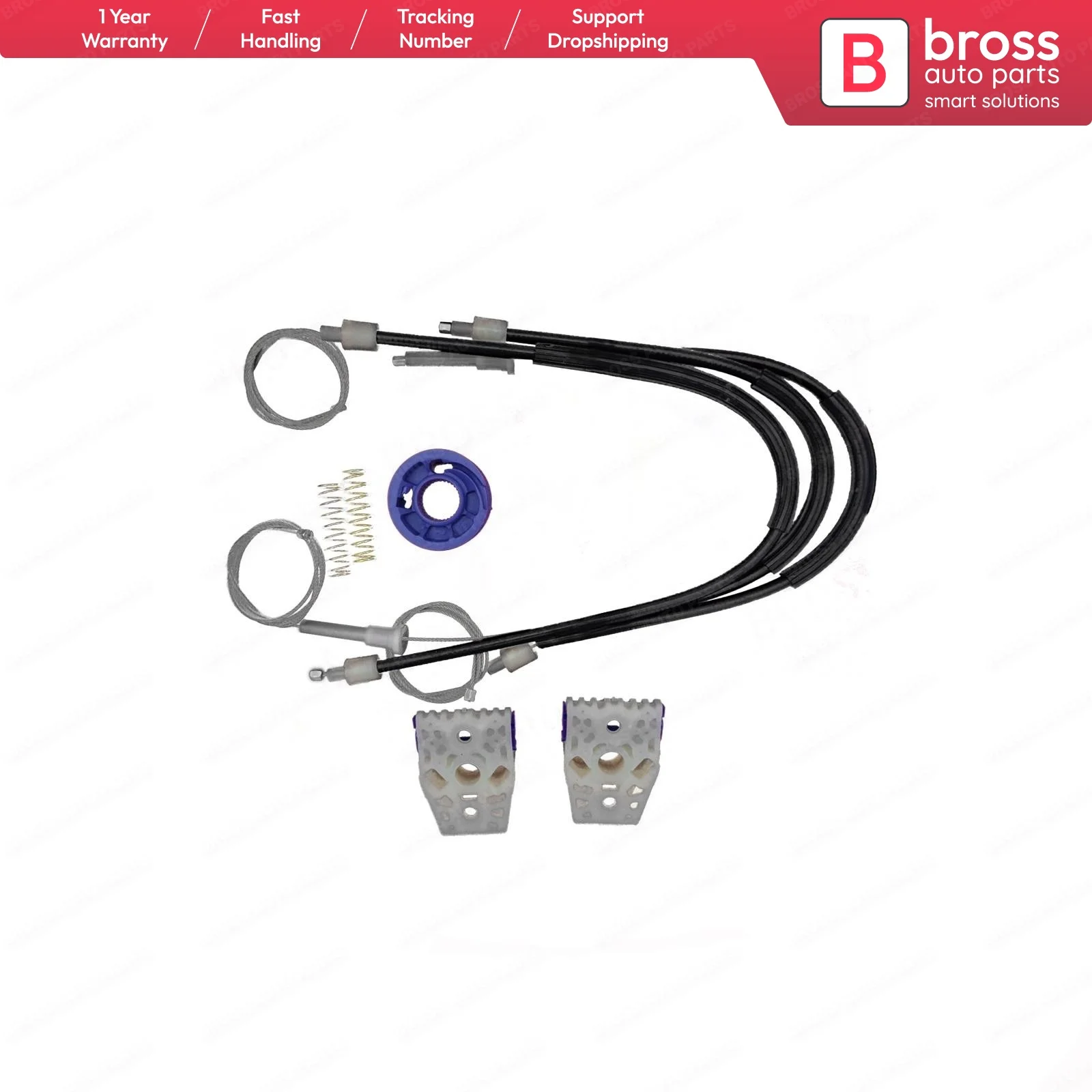 

Bross Auto Parts BWR5059 Electrical Power Window Regulator Repair Kit Front Right Passenger Side for VW Polo Typ 6C 2014-ON