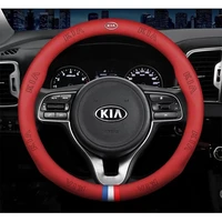 car pu leather steering wheel cove for kia k2 k3 k4 k5 sorento sportage ceed soul rio seltos cerato picanto auto logo decoration