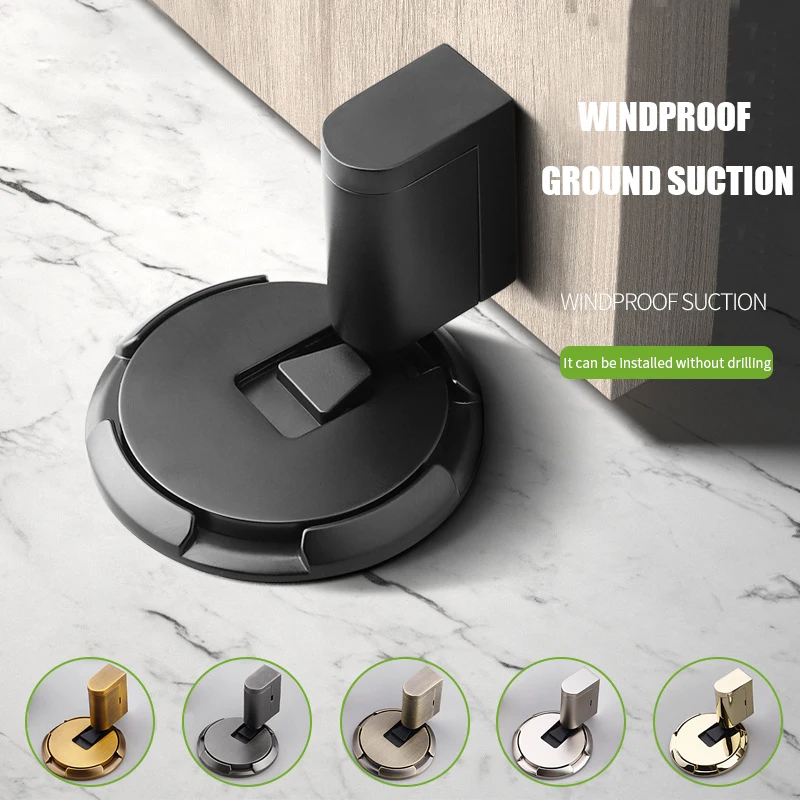 

Механическая дверная пробка без отверстий, регулируемый сверхмощный ветрозащитный дверной держатель, золотые автоматические дверные огра...