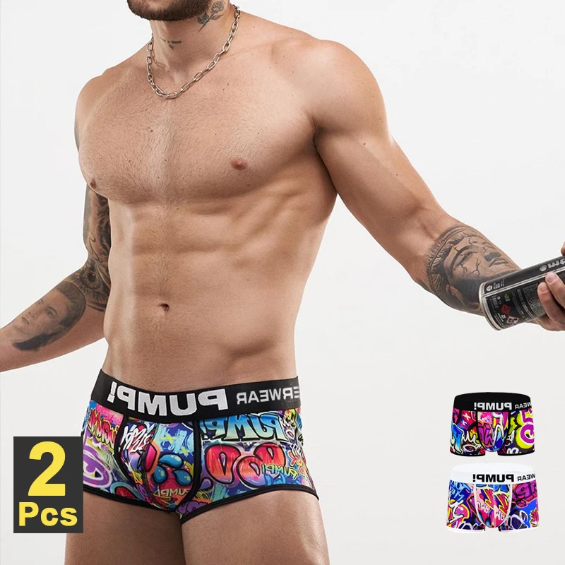 

CMENIN Men Underwear Boxer Shorts Low Waist Butt Lift Men's Panties Sexy Gay Mens Boxers Funny Graffiti Mens Bikini Underpants