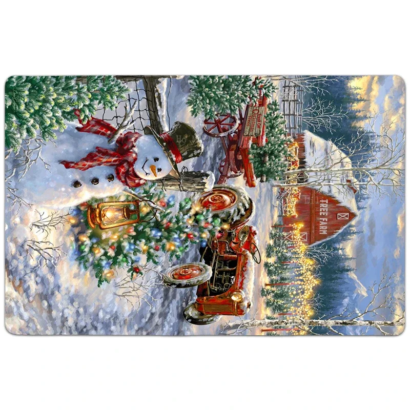 Рождественская елка на ферме Снеговик Санта-Клаус сани мухи кардинал Ретро