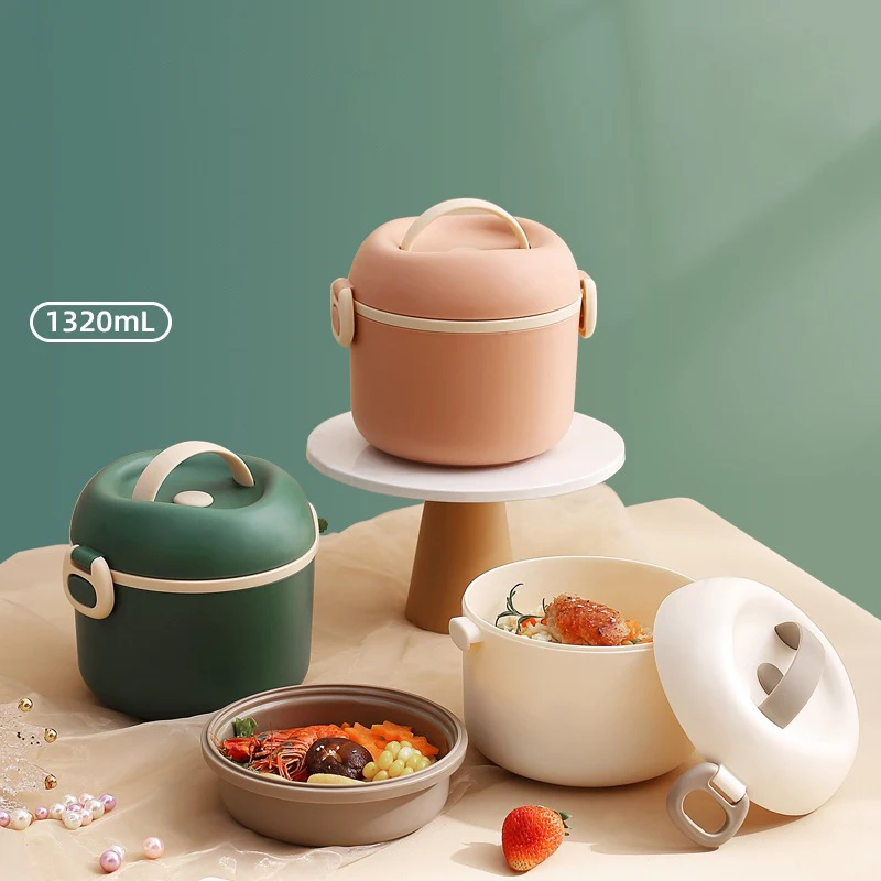 

Student Round Lunch Box Microwave Oven Office Worker Food Grade Stainless Steel Hermetic Bento Box Food Containers